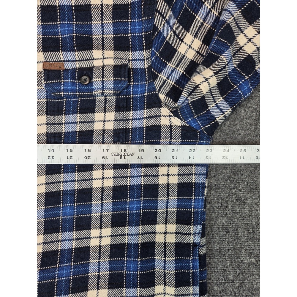 Orvis Flannel Shacket Mens XL Blue Plaid Heavy Shirt Jacket - Picture 3 of 8